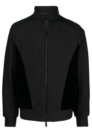 Giorgio Armani logo-embroidered zip-up jacket - Nero