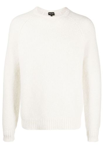 Giorgio Armani logo-embroidered wool-blend jumper - Bianco