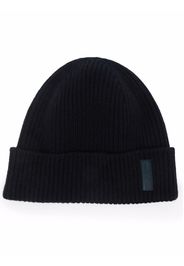 Giorgio Armani logo-patch cashmere-knit beanie - Blu