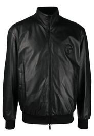 Giorgio Armani embossed-logo leather jacket - Nero