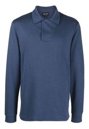 Giorgio Armani long-sleeve cotton-blend polo shirt - Blu