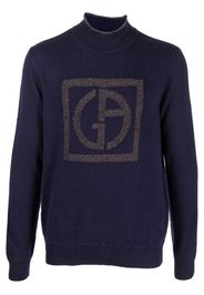 Giorgio Armani embossed logo mock-neck jumper - Blu