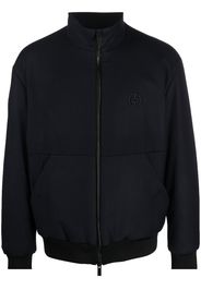 Giorgio Armani embroidered-logo zip-up jacket - Nero