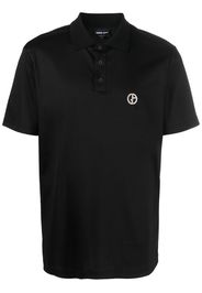 Giorgio Armani logo-embroidered cotton polo shirt - Nero