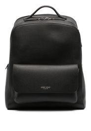 Giorgio Armani logo-stamp leather backpack - Nero