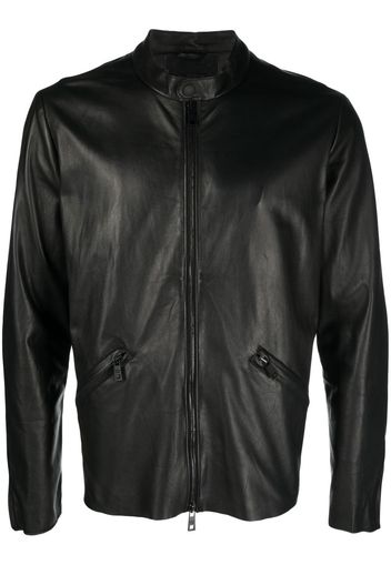 Giorgio Brato band-collar leather jacket - Nero