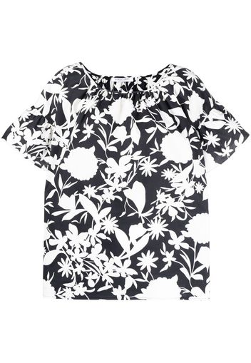 Giorgio Grati floral print flutter-sleeve T-shirt - Bianco