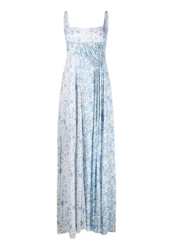 Giovanni Bedin floral-print draped long dress - Blu