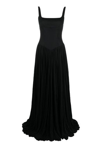 Giovanni Bedin pleated square-neck gown - 9000 BLACK