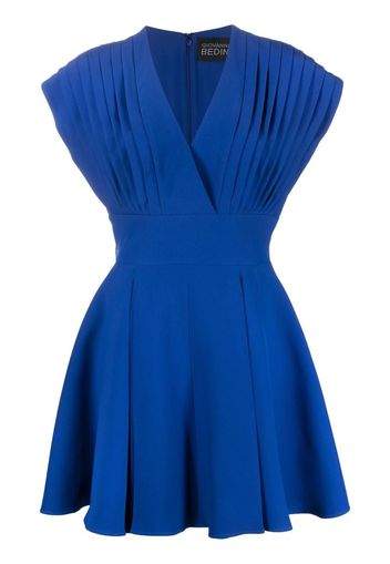 Giovanni Bedin pleat-shoulder flared mini dress - Blu