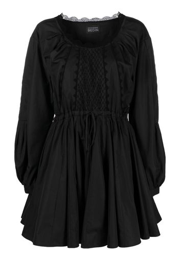 Giovanni Bedin lace-detail long-sleeve flared mini dress - Nero