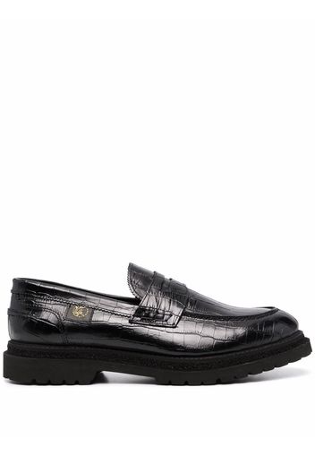 Giuliano Galiano crocodile effect penny loafers - Nero