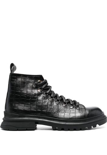 Giuliano Galiano Ronnie Cocco crocodile-effect boots - Nero