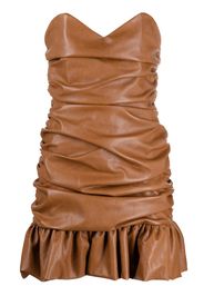 ruched faux-leather mini dress