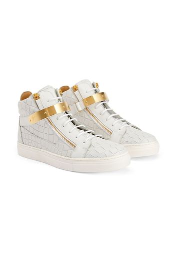 Giuseppe Junior TEEN Kriss crocodile-effect sneakers - WHITE