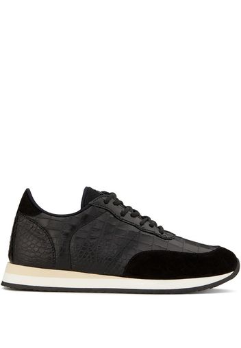 low top panelled sneakers