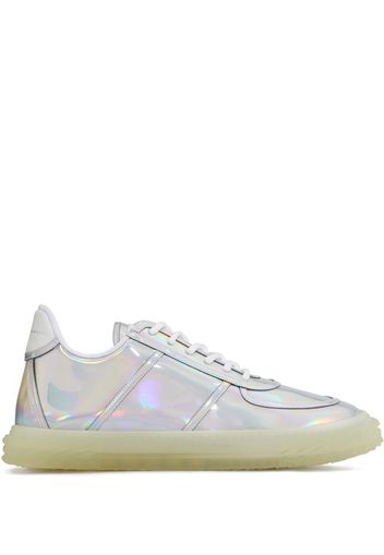 low top holographic effect sneakers