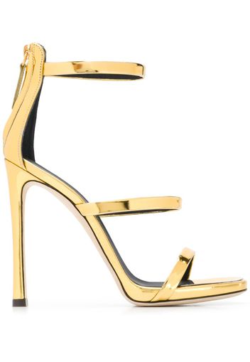 crossover strap metallic sandals