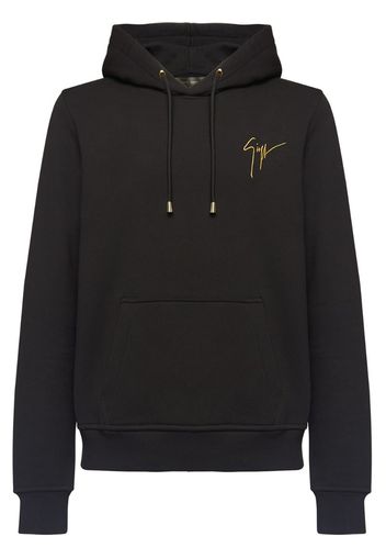 embroidered logo drawstring hoodie