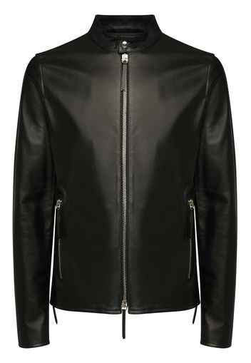 Giuseppe Zanotti leather zip-up asymmetric jacket - Nero
