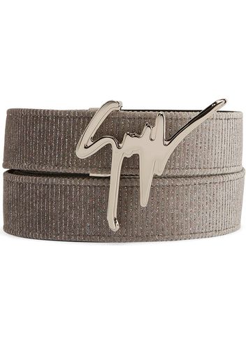 Giuseppe Zanotti logo-plaque velvet belt - Grigio