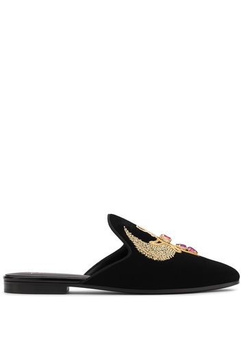 Giuseppe Zanotti Slippers con ricamo Aisha - Nero