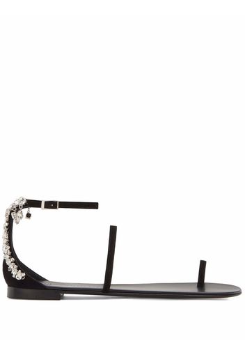 Giuseppe Zanotti Lynette crystal-trim suede sandals - Nero