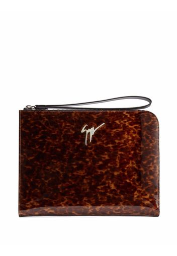 Giuseppe Zanotti Clutch Fabian con effetto tartarugato - Marrone