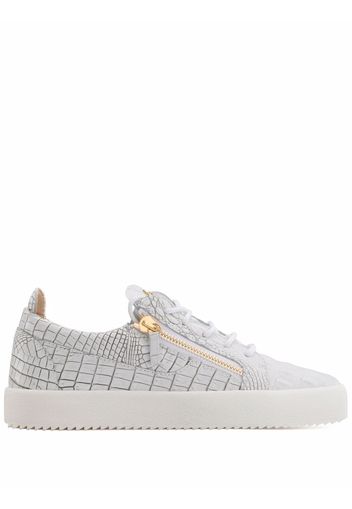 Giuseppe Zanotti Frankie textured zip-detail sneakers - Bianco