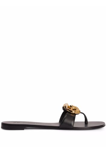 Giuseppe Zanotti Sandali slides con decorazione Lyra Zali - Nero