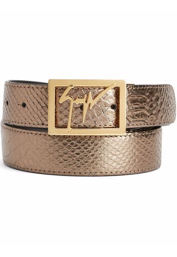 Giuseppe Zanotti Linum logo-buckle leather belt - Toni neutri