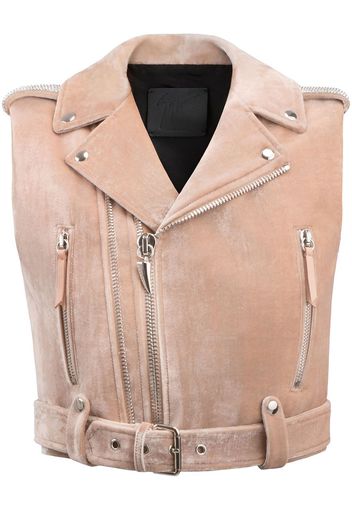 Giuseppe Zanotti Amelia Crystal velvet gilet - Rosa