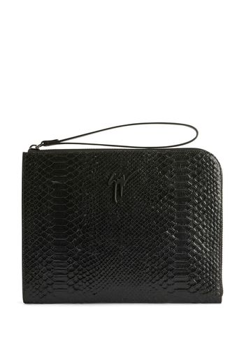 Giuseppe Zanotti Fabian snakeskin-effect clutch bag - Nero