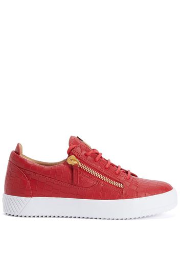 Giuseppe Zanotti Nicki crocodile-effect leather sneakers - Rosso