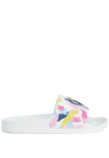 Giuseppe Zanotti Sandali slides Brett con stampa - Bianco