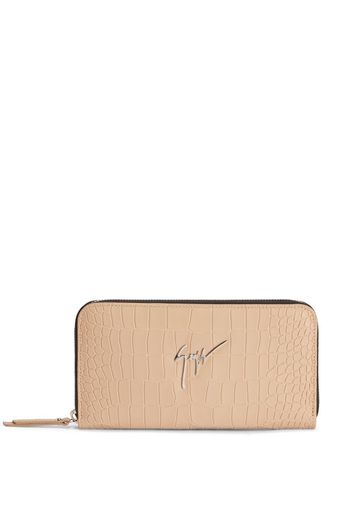 Giuseppe Zanotti zip-around crocodile-effect wallet - Toni neutri