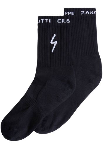 Giuseppe Zanotti intarsia-knit ribbed socks - BLACK