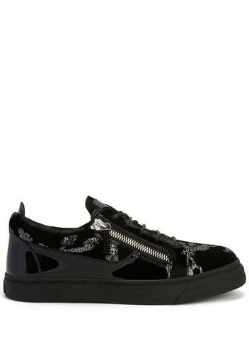 Giuseppe Zanotti glitter panelled low-top sneakers - Nero