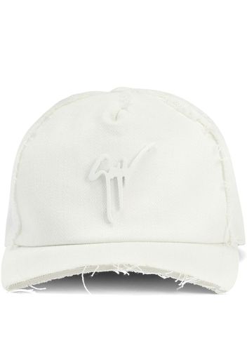 Giuseppe Zanotti Cappello da baseball con placca logo - Bianco