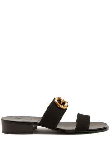 Giuseppe Zanotti Sandali slides con placca logo - Nero