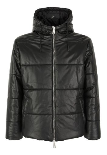 Giuseppe Zanotti drawstring-hood leather puffer jacket - Nero