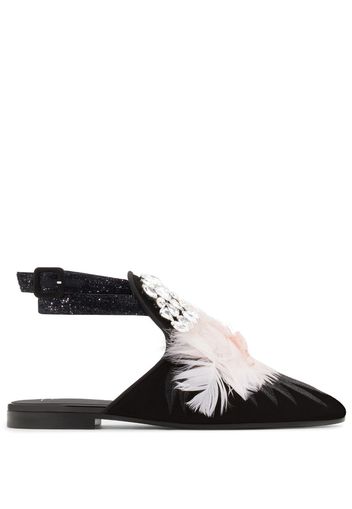 Giuseppe Zanotti Gioia crystal-embellished flat sandals - Nero