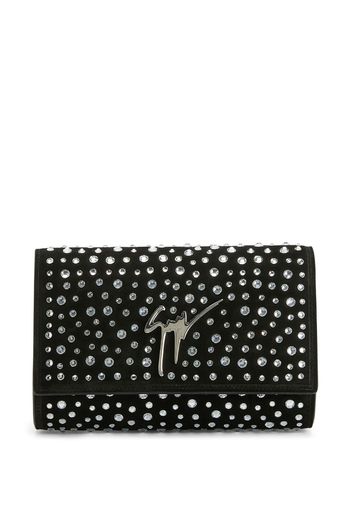 Giuseppe Zanotti Clutch Cleopatra con decorazione di cristalli - Nero