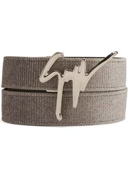 Giuseppe Zanotti logo-plaque velvet belt - Grigio