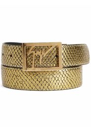 Giuseppe Zanotti snake-effect logo-buckle belt - Oro