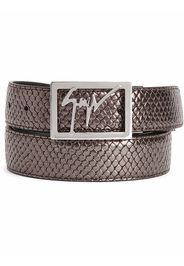 Giuseppe Zanotti snake-embossed logo buckle belt - Marrone