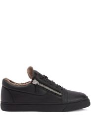 Giuseppe Zanotti shearling-trimmed leather sneakers - Nero