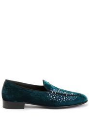 Giuseppe Zanotti velvet-effect rhinestone loafers - Verde