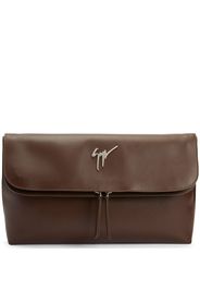 Giuseppe Zanotti Clutch con placca logo - Marrone