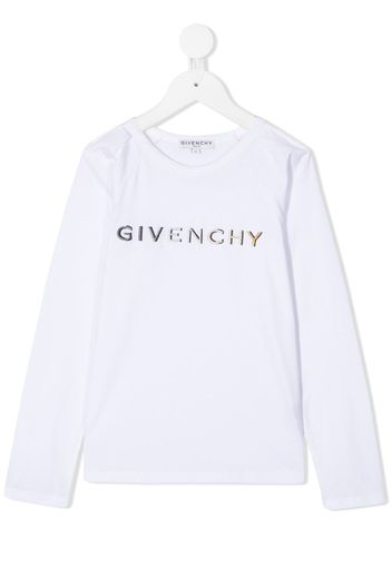 logo embroidered long-sleeve top